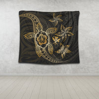 Kanaka Map Hibiscus Plumeria Turtle Art Gold Polynesian Tapestry - AH - Polynesian Pride