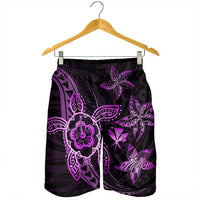 Kanaka Map Hibiscus Plumeria Turtle Art Pink Polynesian Men's Shorts - AH - Polynesian Pride