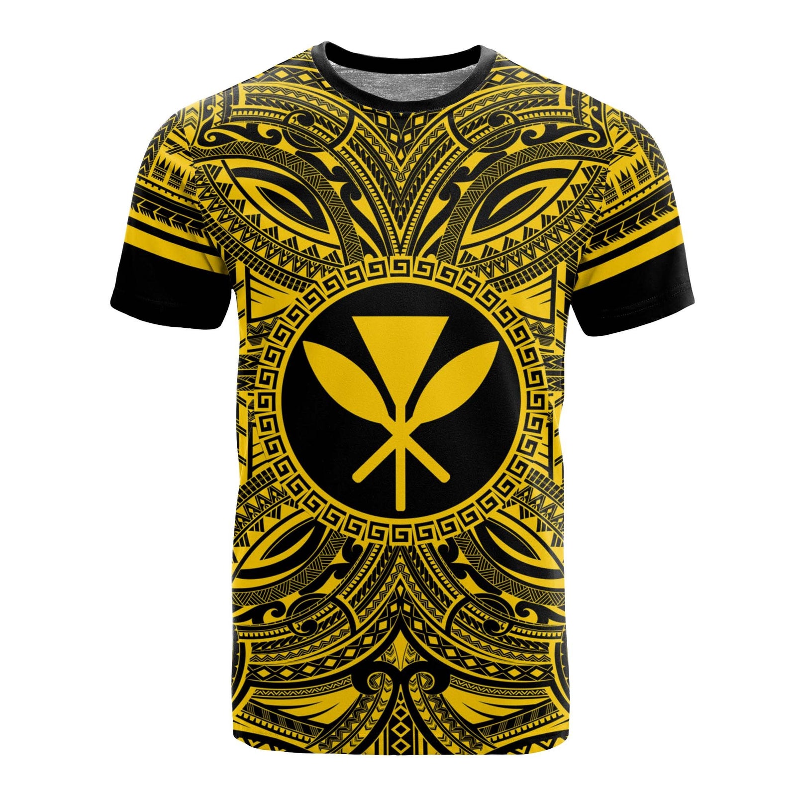 Kanaka Maoli All T Shirt Kanaka Maoli Coat Of Arms Polynesian Gold Black Unisex Gold - Polynesian Pride