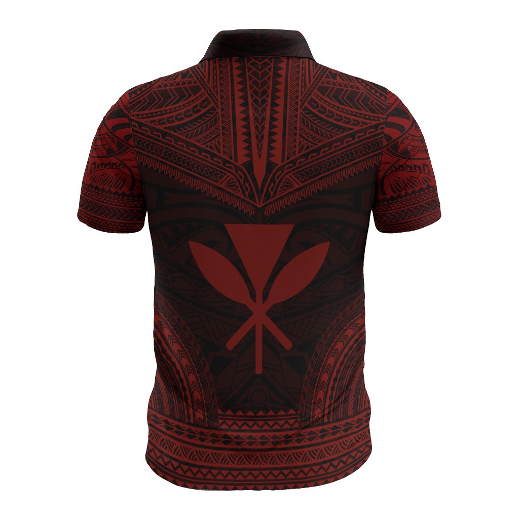 Kosrae Polo Shirt Kosrae Flag Polynesian Chief Tattoo Red Version - Polynesian Pride