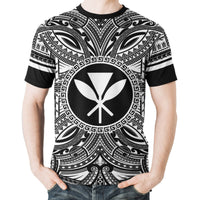 Kanaka Maoli All T Shirt Kanaka Maoli Coat Of Arms Polynesian White Black - Polynesian Pride