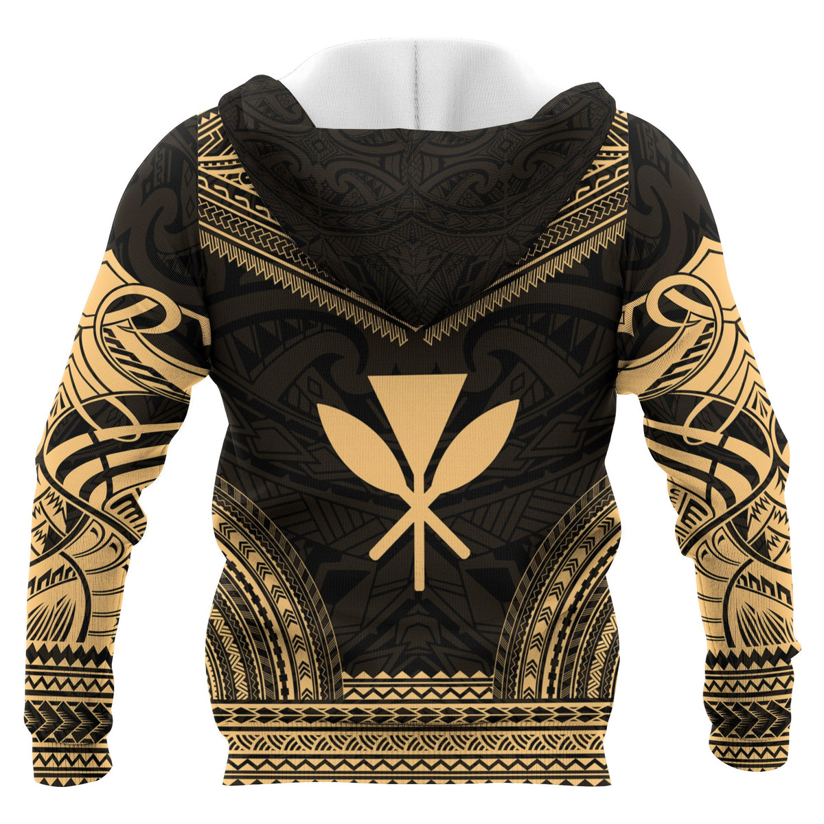 Kanaka Maoli Polynesian Chief Custom Zip up Hoodie Gold Version Unisex Gold - Polynesian Pride
