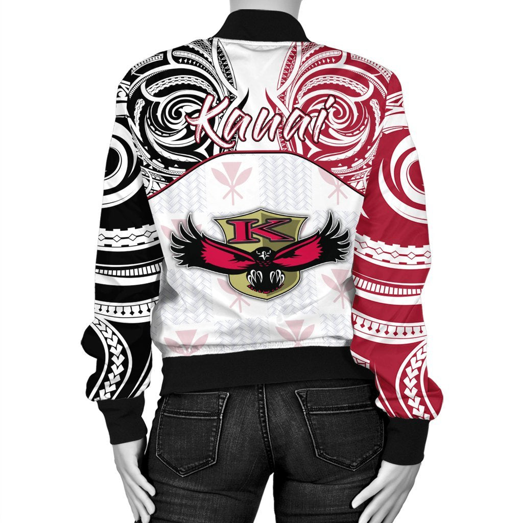 Hawaii Bomber Jacket - Kanaka Kauai High School Women's Bomber Jacket Demodern Style AH - Polynesian Pride