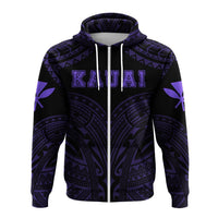 Hawaiian Kanaka Map Polynesian Kauai Hoodie Zip Purple Brad Style - Polynesian Pride