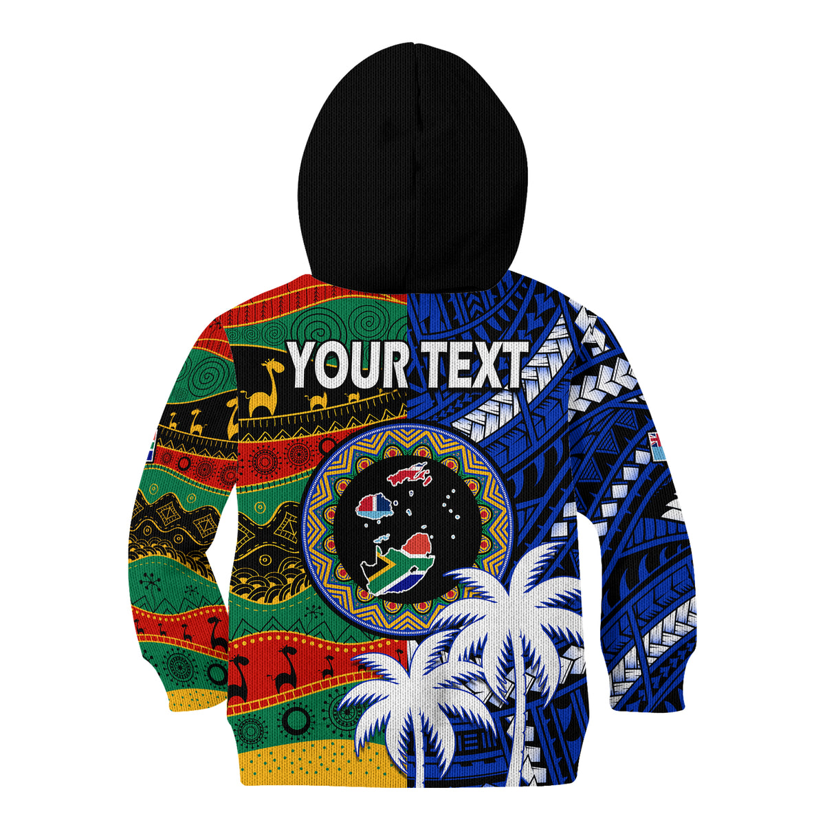 (Custom Personalised) Indigenous South Africa Mixed Fiji Palm Tapa Hoodie KID LT9 - Polynesian Pride
