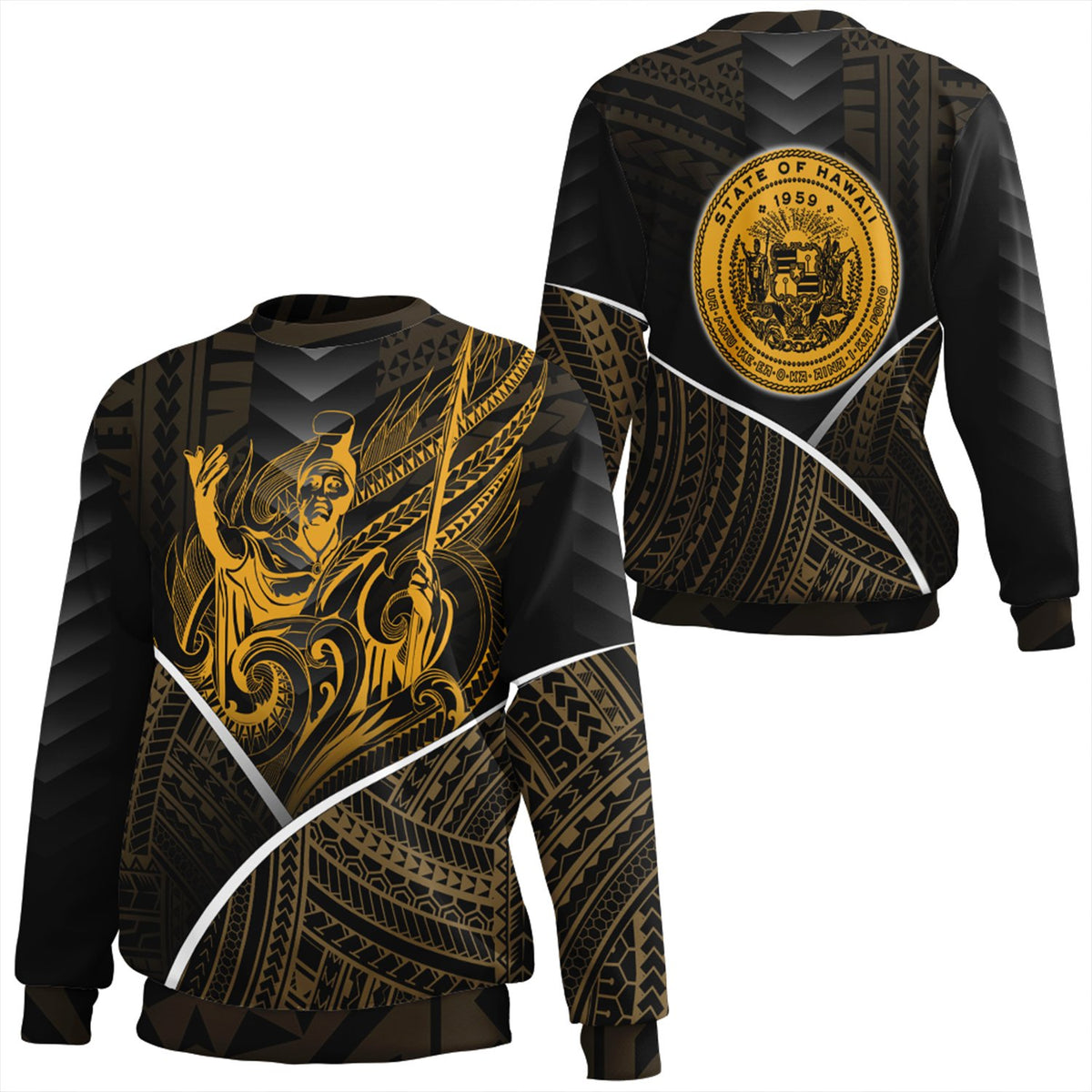 Hawaiian - King's Hawaii Coat Of Arms Polynesian Sweat Shirt - Mana Style - AH - Polynesian Pride