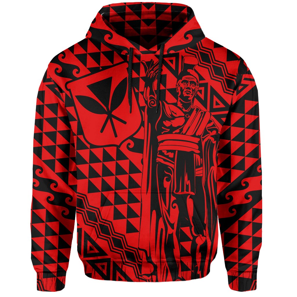 Hawaii Hoodie King Kakau Kanaka Red - Polynesian Pride