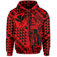 Hawaii Hoodie King Kakau Kanaka Red - Polynesian Pride