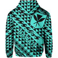 Hawaii Hoodie (Zip) King Kakau Kanaka Turquoise - Polynesian Pride
