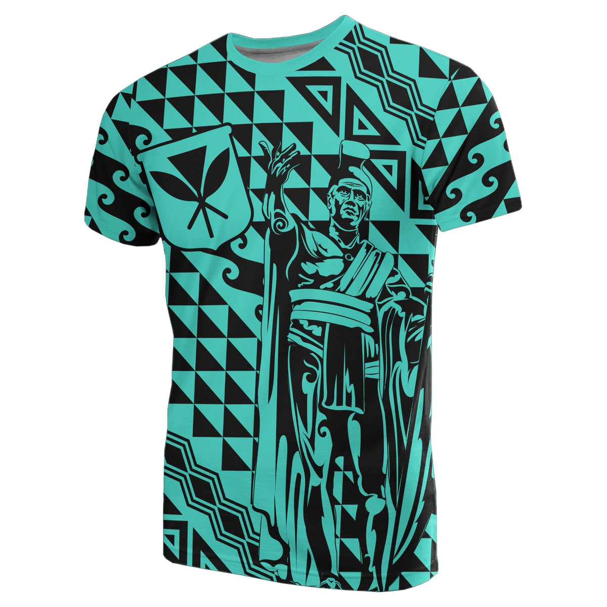 Hawaii T Shirt King Kakau Kanaka Turquoise - Polynesian Pride