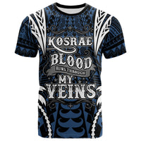 Kosrae T Shirt Blood Runs Through My Veins Style Flag Unisex Blue - Polynesian Pride