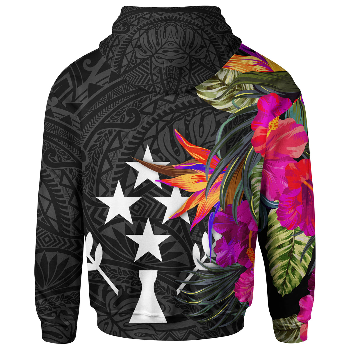 Kosrae Hoodie Hibiscus Polynesian Pattern - Polynesian Pride