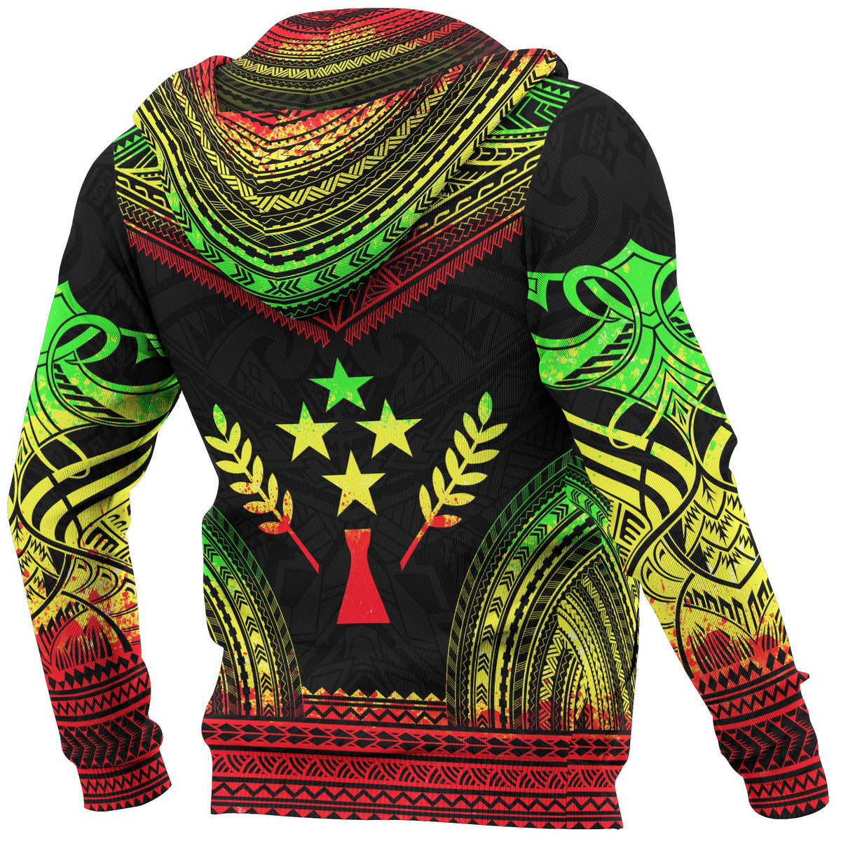 Kosrae All Over Hoodie Micronesian Reggae Color Version - Polynesian Pride