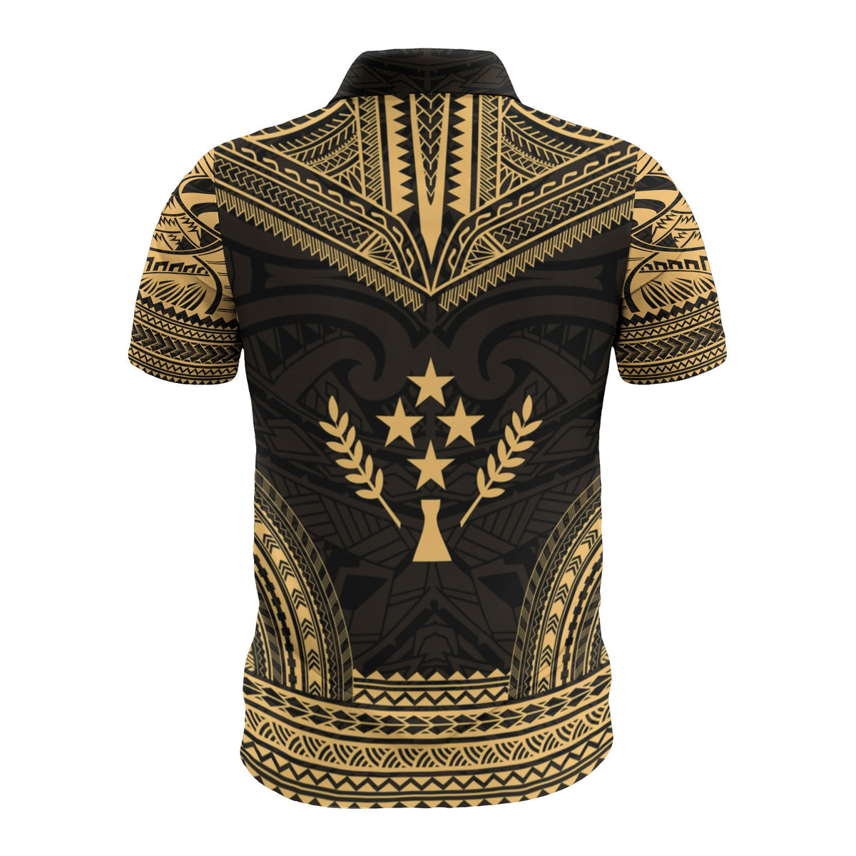 Kosrae Custom Polo Shirt Kosrae Flag Polynesian Chief Tattoo Gold Version - Polynesian Pride