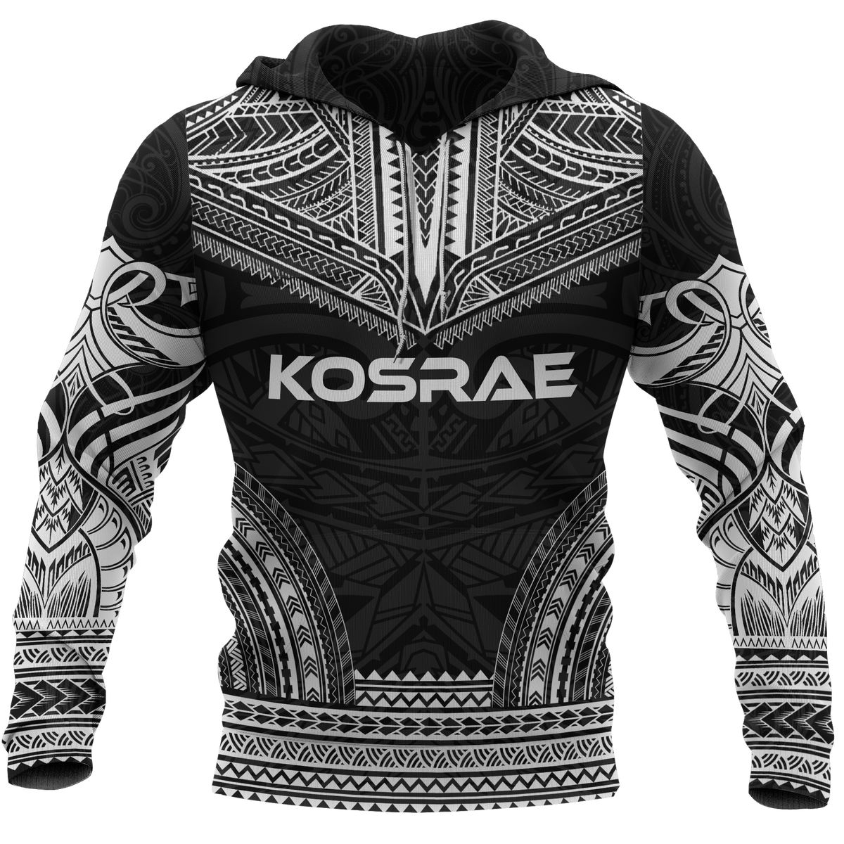 Kosrae Polynesian Chief Hoodie Black Version Unisex Black - Polynesian Pride