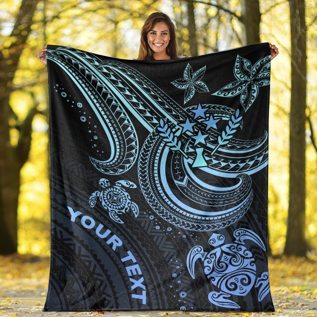 Kosrae Custom Personalised Premium Blanket - Blue Turtle - Polynesian Pride