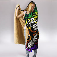 Kosrae Hooded Blanket - Rainbow Polynesian Pattern - Polynesian Pride