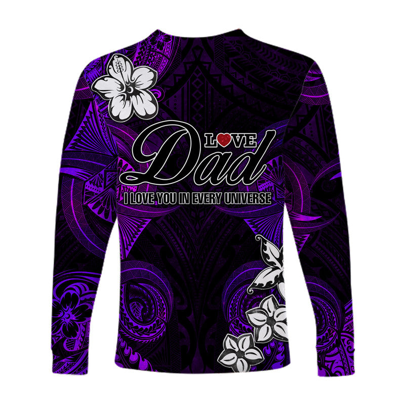 (Custom Personalised) Polynesian Fathers Day Long Sleeve Shirt I Love You In Every Universe - Purple LT8 - Polynesian Pride