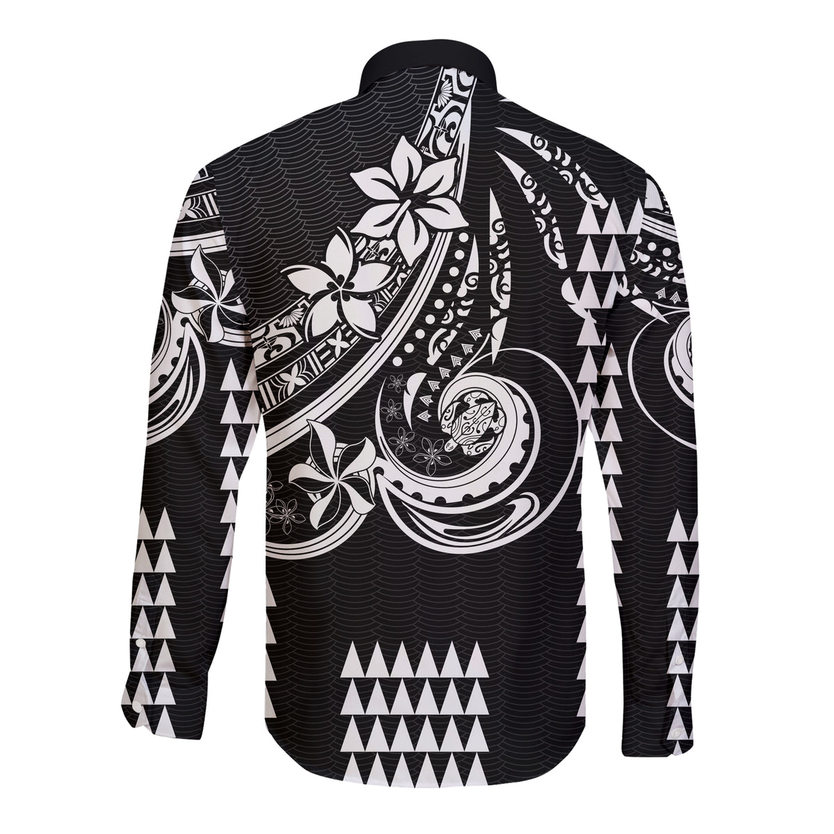 Kakau Hawaiian Polynesian Couples Matching Outfits Long Sleeve Dress And Long Sleeve Button Shirt Black LT6 - Polynesian Pride