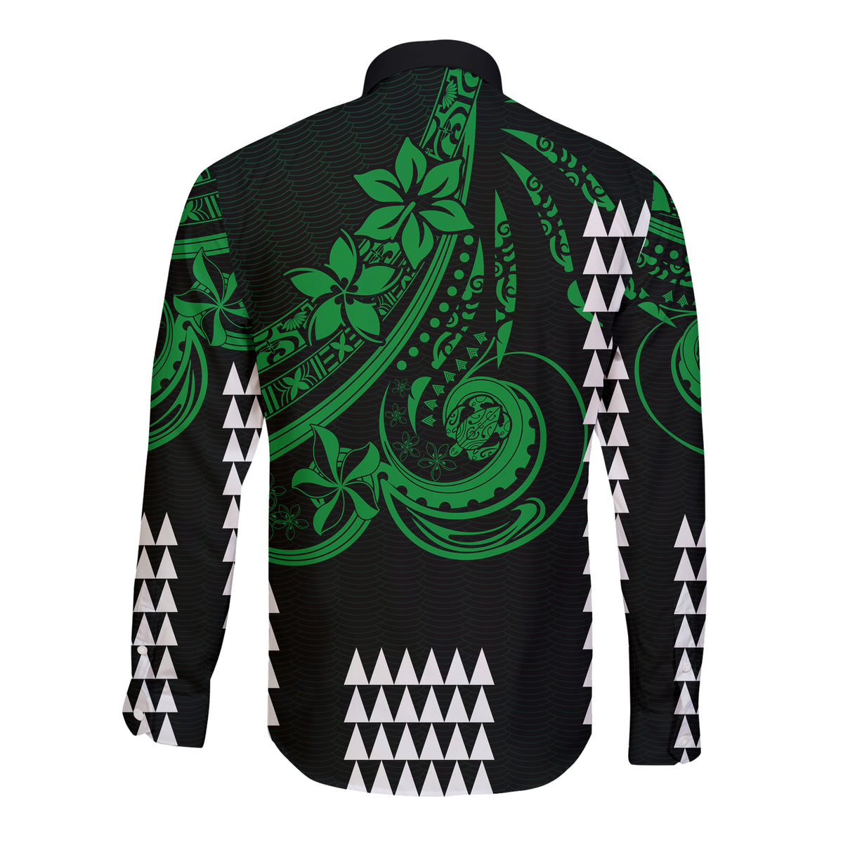 Kakau Hawaiian Polynesian Couples Matching Outfits Long Sleeve Dress And Long Sleeve Button Shirt Green LT6 - Polynesian Pride