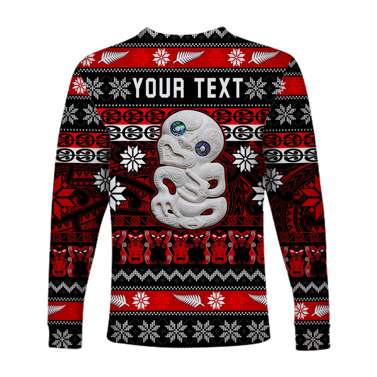 (Custom Personalised) New Zealand Hei Tiki Christmas Long Sleeve Shirt Maori Meri Kirihimete LT13 - Polynesian Pride