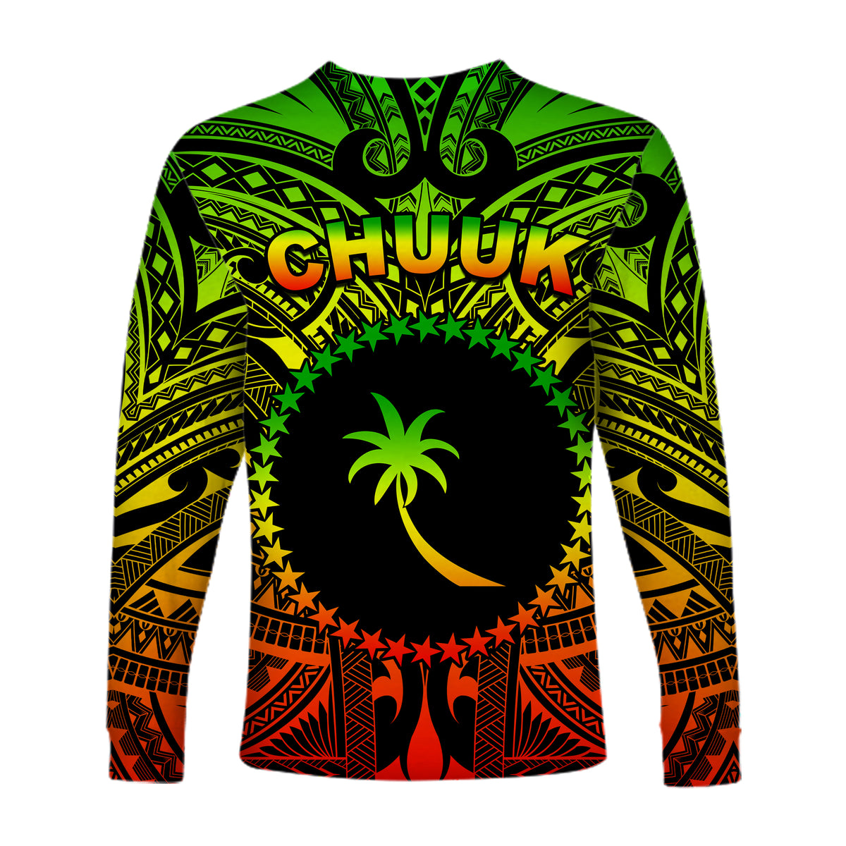 Chuuk Flag Long Sleeve Shirt Micronesia Style Reggae LT13 - Polynesian Pride