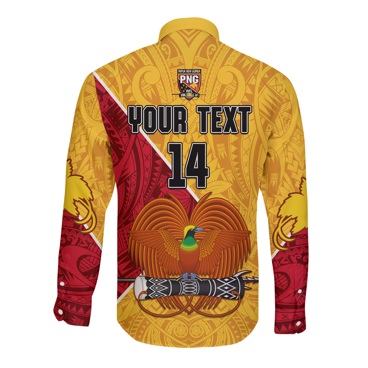 (Custom Text and Number) The Kumuls PNG Long Sleeve Shirt Button Papua New Guinea Polynesian Dynamic Style LT14 - Polynesian Pride