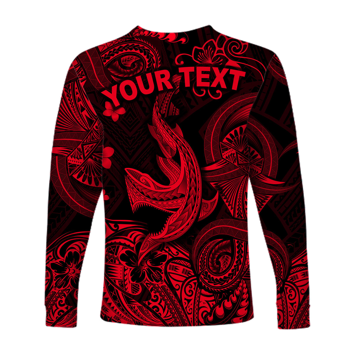 (Custom Personalised) Hawaii Shark Angry Polynesian Long Sleeve Shirt Unique Style - Red LT8 - Polynesian Pride