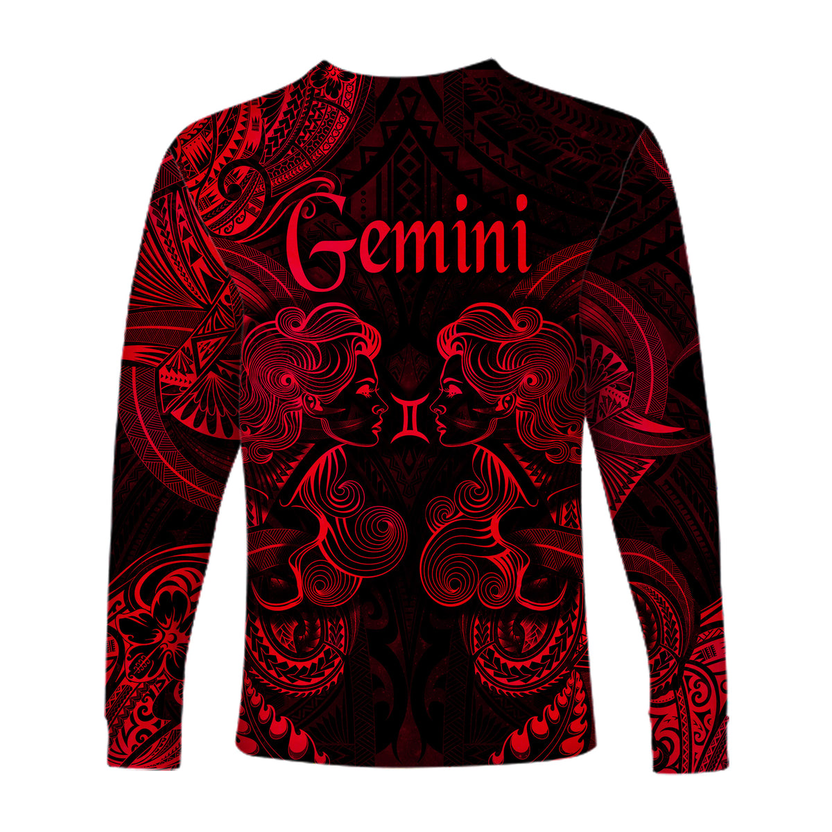Gemini Zodiac Polynesian Long Sleeve Shirt Unique Style - Red LT8 - Polynesian Pride