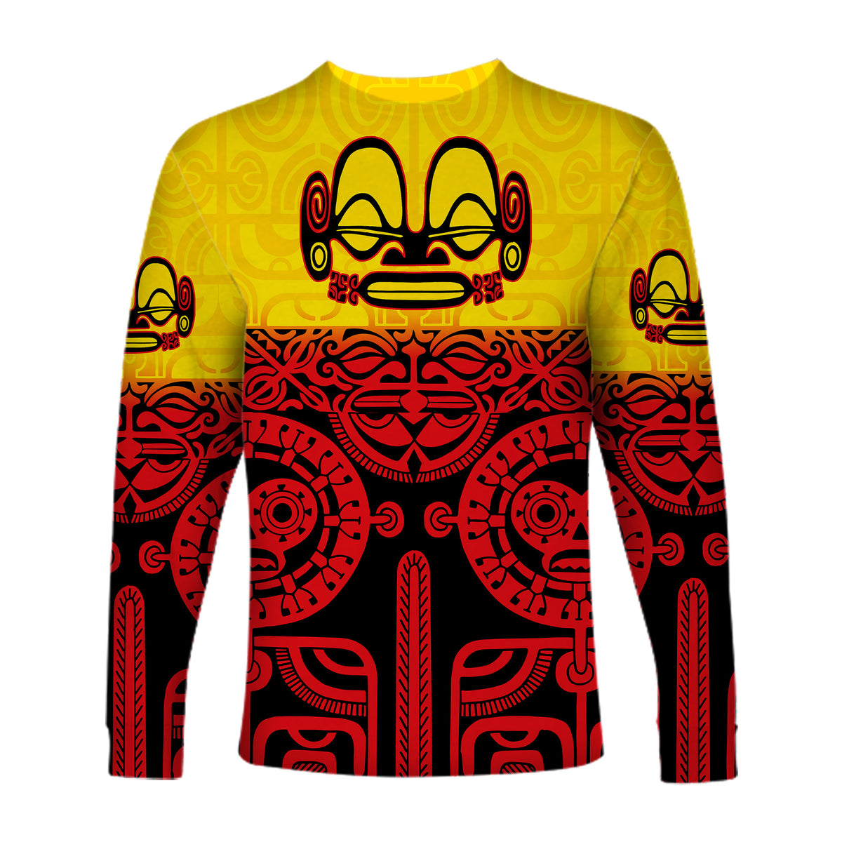Marquesas Islands Long Sleeve Shirt Marquesan Tattoo Special Style - Gradient Red LT8 - Polynesian Pride
