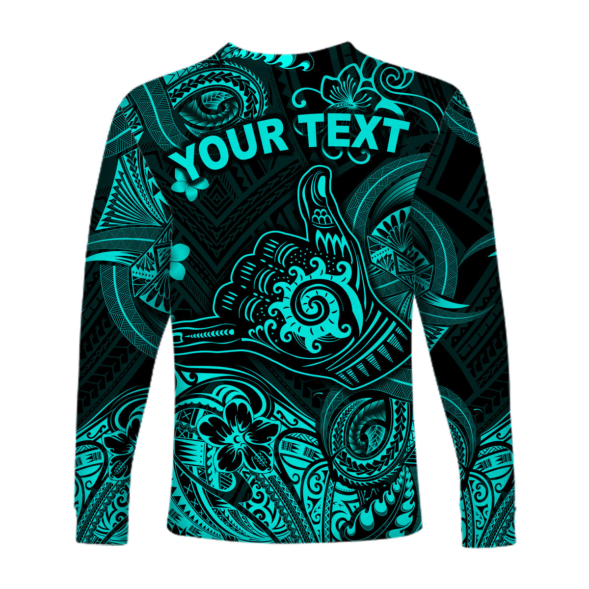 (Custom Personalised) Hawaii Shaka Polynesian Long Sleeve Shirt Unique Style - Turquoise LT8 - Polynesian Pride