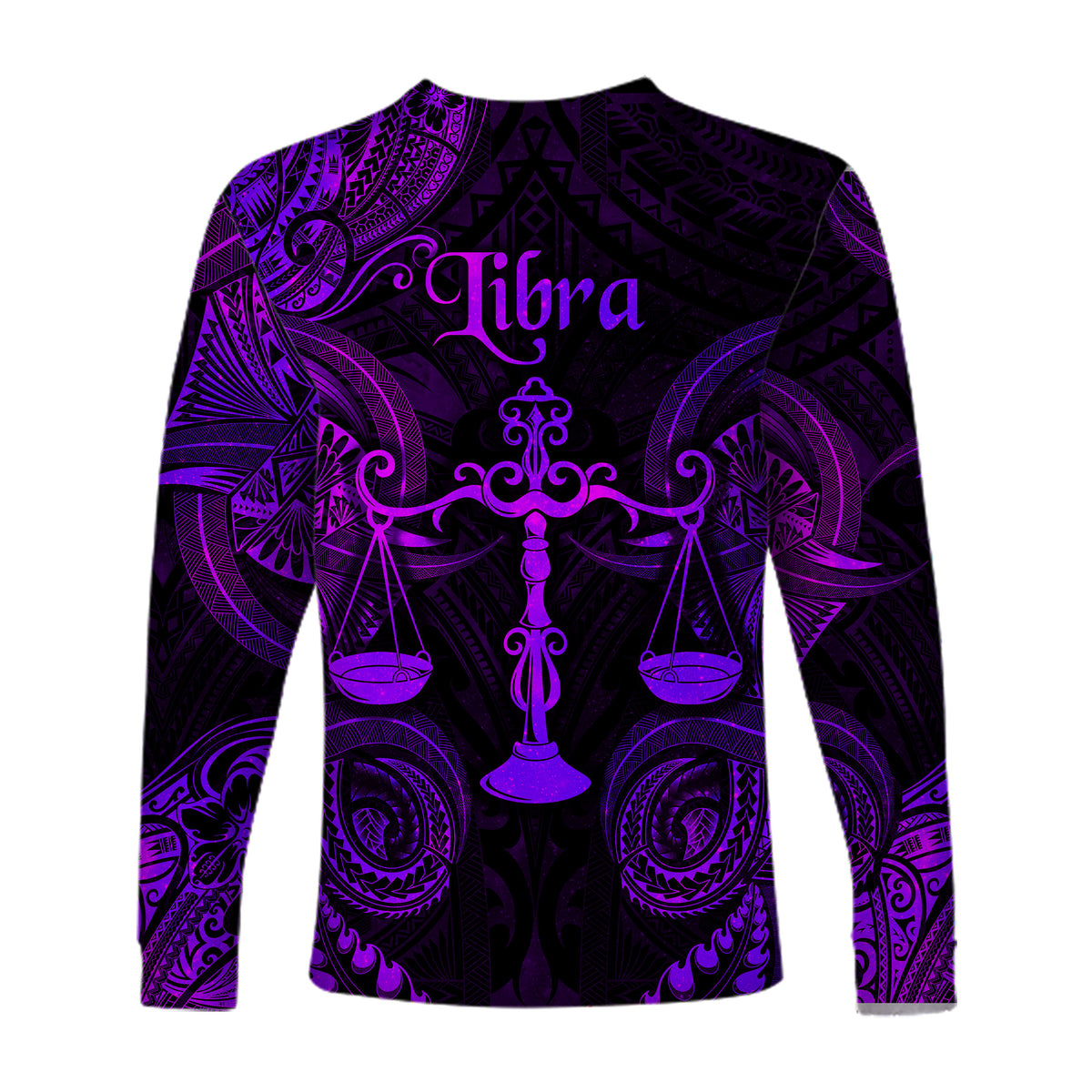 Libra Zodiac Polynesian Long Sleeve Shirt Unique Style - Purple LT8 - Polynesian Pride