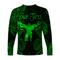(Custom Personalised) Ophiuchus Zodiac Polynesian Long Sleeve Shirt Unique Style - Green LT8 - Polynesian Pride