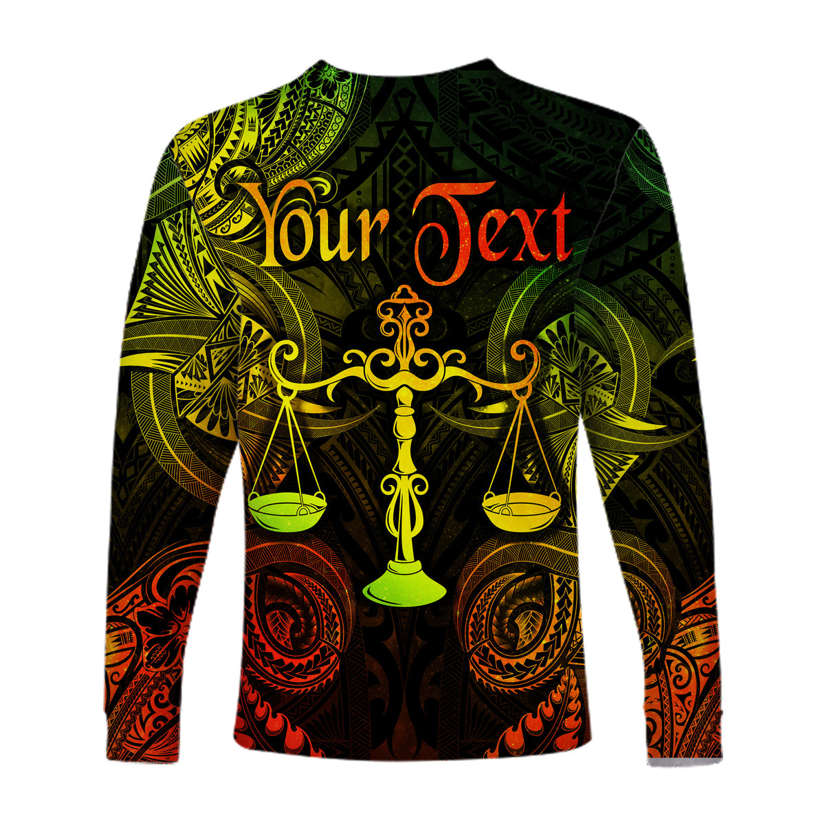 (Custom Personalised) Libra Zodiac Polynesian Long Sleeve Shirt Unique Style - Reggae LT8 - Polynesian Pride
