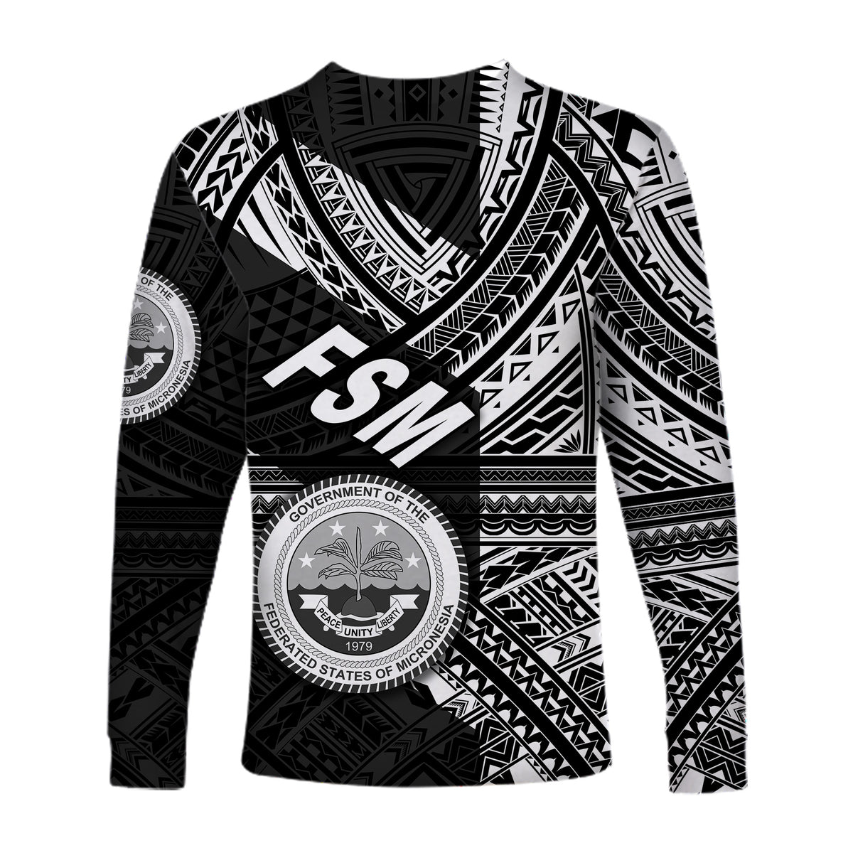 Federated States of Micronesia Long Sleeve Shirts FSM Original Style - Black LT8 - Polynesian Pride