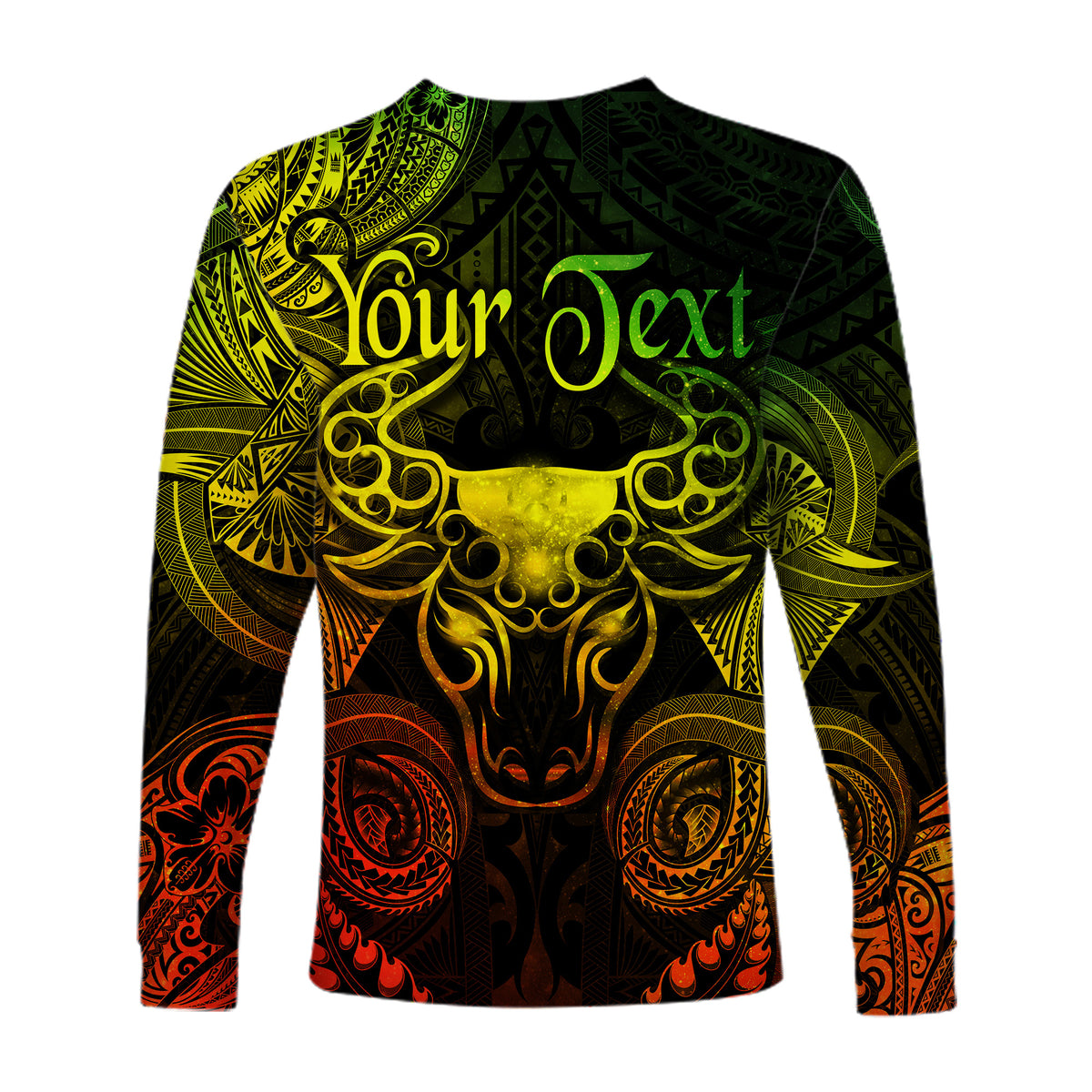 (Custom Personalised) Taurus Zodiac Polynesian Long Sleeve Shirt Unique Style - Reggae LT8 - Polynesian Pride