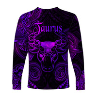 Taurus Zodiac Polynesian Long Sleeve Shirt Unique Style - Purple LT8 - Polynesian Pride