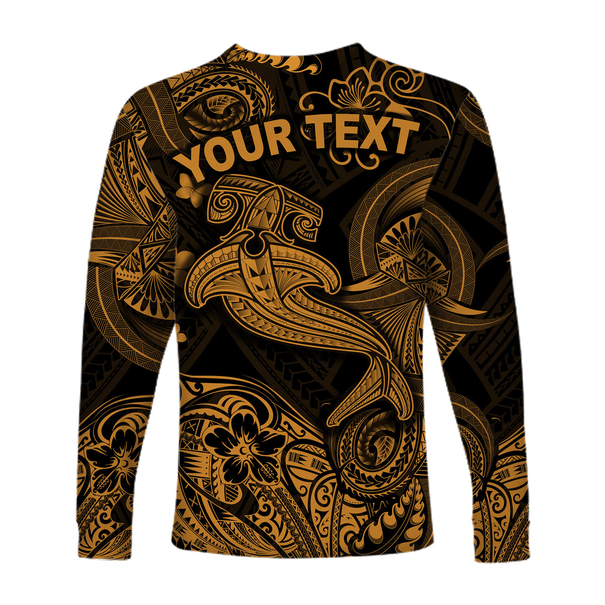 (Custom Personalised) Hawaii Hammer Shark Polynesian Long Sleeve Shirt Unique Style - Gold LT8 - Polynesian Pride