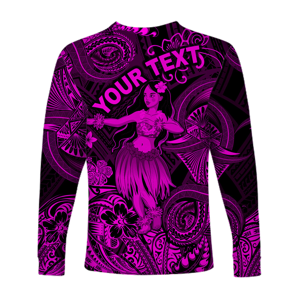 (Custom Personalised) Hawaii Hula Girl Polynesian Long Sleeve Shirt Unique Style - Pink LT8 - Polynesian Pride