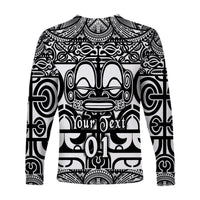 (Custom Personalised) Marquesas Islands Long Sleeve Shirt Marquesan Tattoo Simple Style - Black LT8 - Polynesian Pride