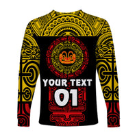 (Custom Personalised) Marquesas Islands Long Sleeve Shirt Marquesan Tattoo Simplified Version - Yellow LT8 - Polynesian Pride