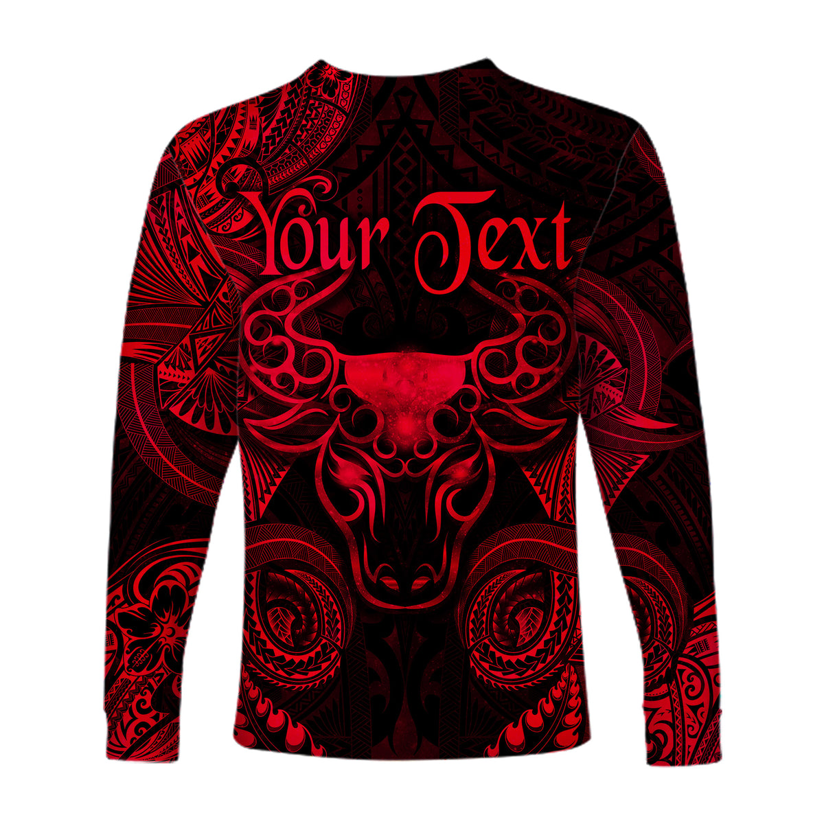 (Custom Personalised) Taurus Zodiac Polynesian Long Sleeve Shirt Unique Style - Red LT8 - Polynesian Pride