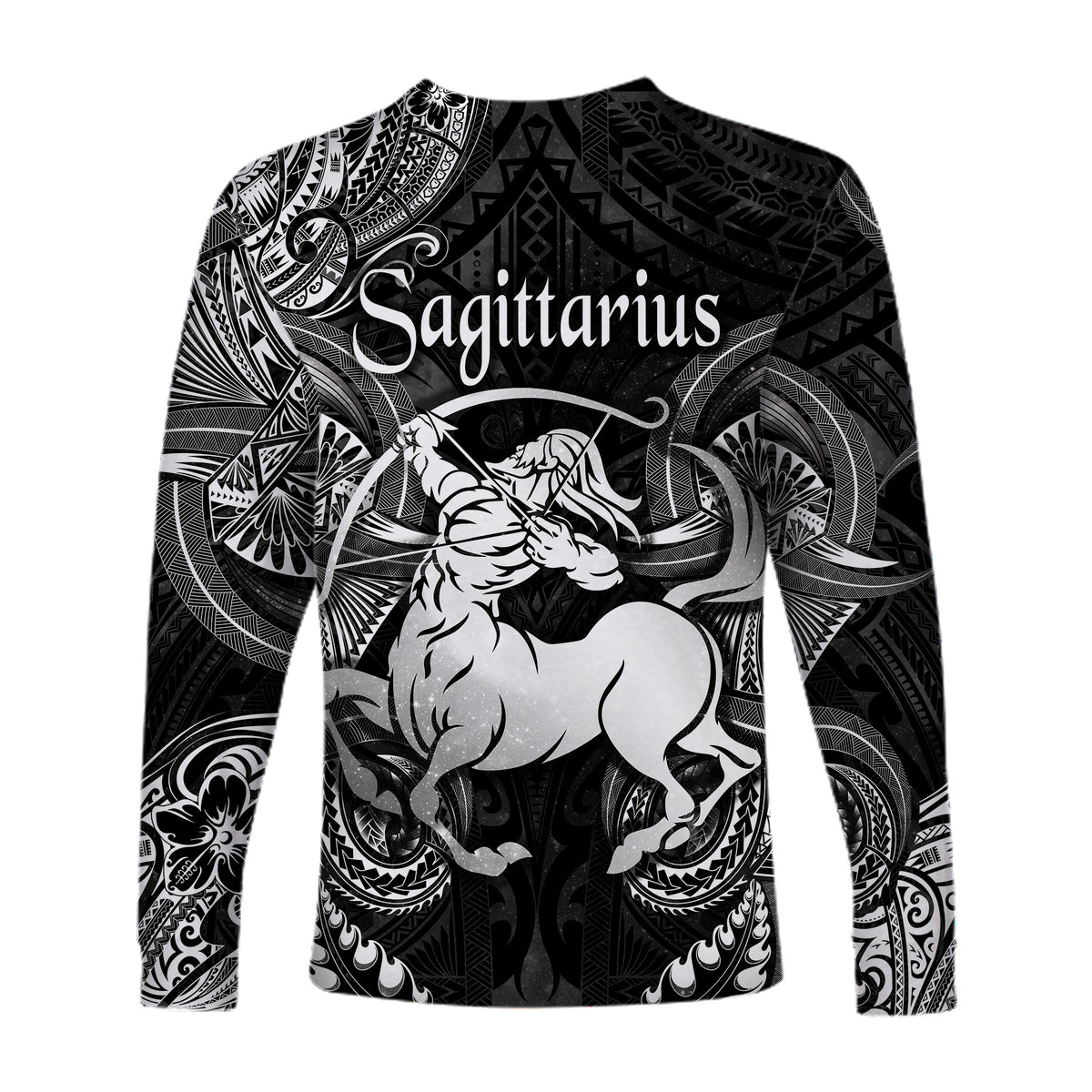 Sagittarius Zodiac Polynesian Long Sleeve Shirt Unique Style - Black LT8 - Polynesian Pride