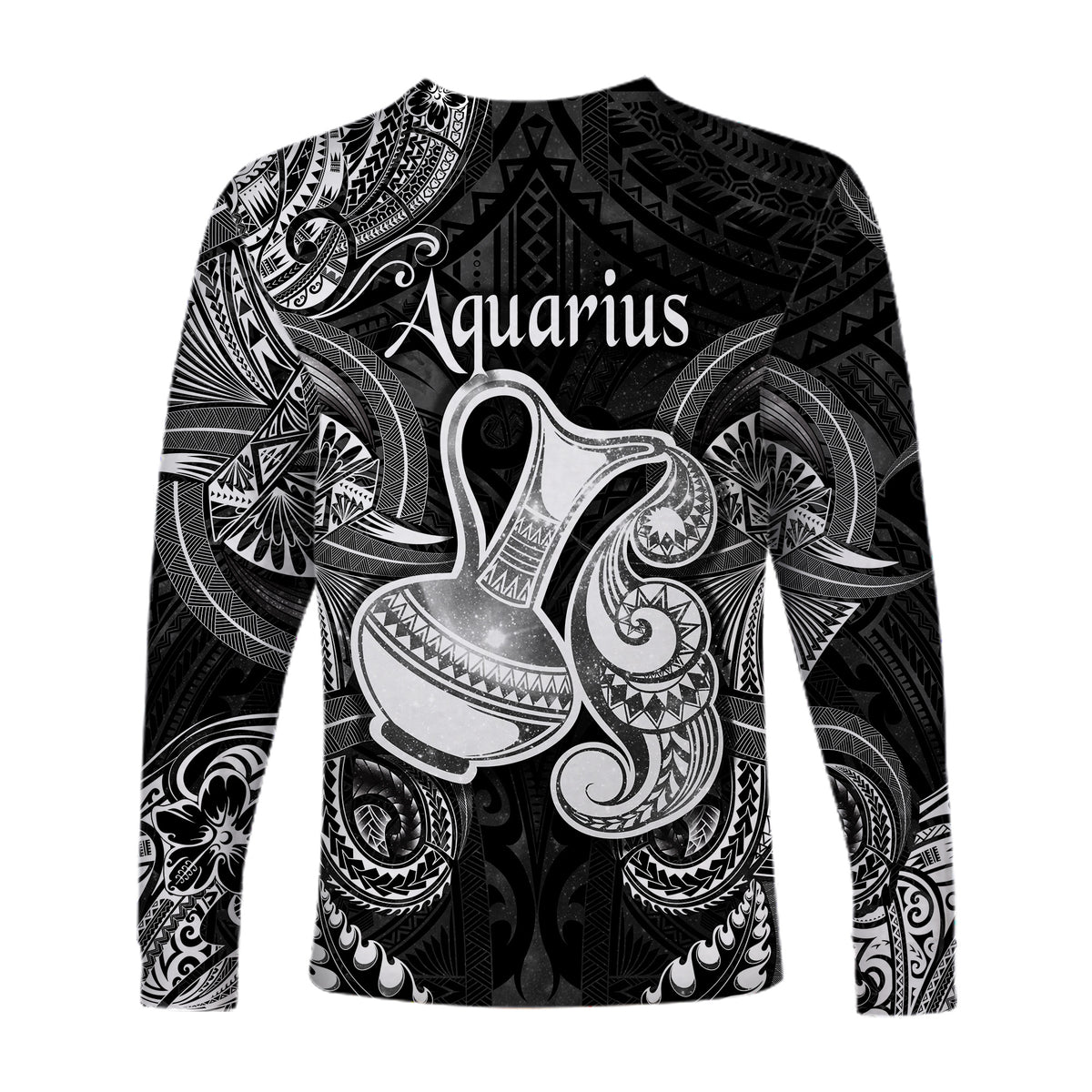 Aquarius Zodiac Polynesian Long Sleeve Shirt Unique Style - Black LT8 - Polynesian Pride