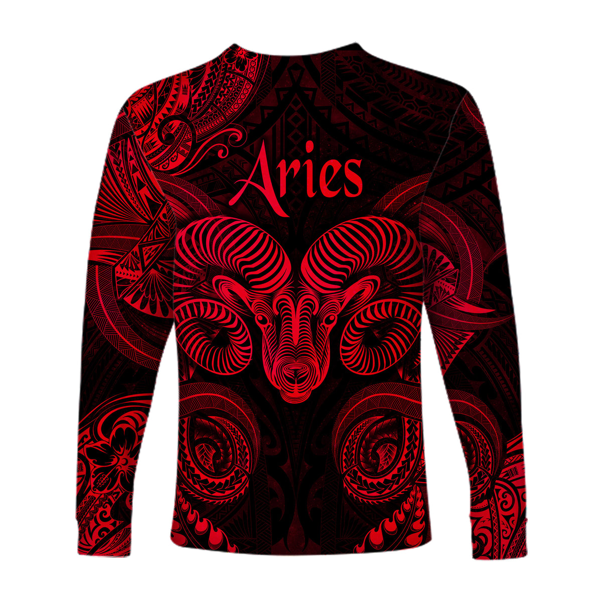Aries Zodiac Polynesian Long Sleeve Shirt Unique Style - Red LT8 - Polynesian Pride