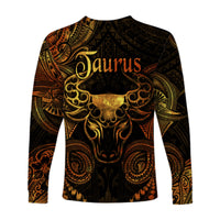 Taurus Zodiac Polynesian Long Sleeve Shirt Unique Style - Gold LT8 - Polynesian Pride
