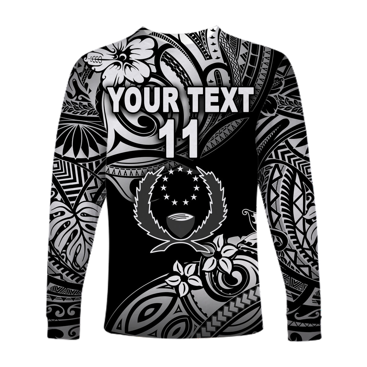 (Custom Personalised) FSM Pohnpei Long Sleeve Shirts Unique Vibes - Black LT8 - Polynesian Pride