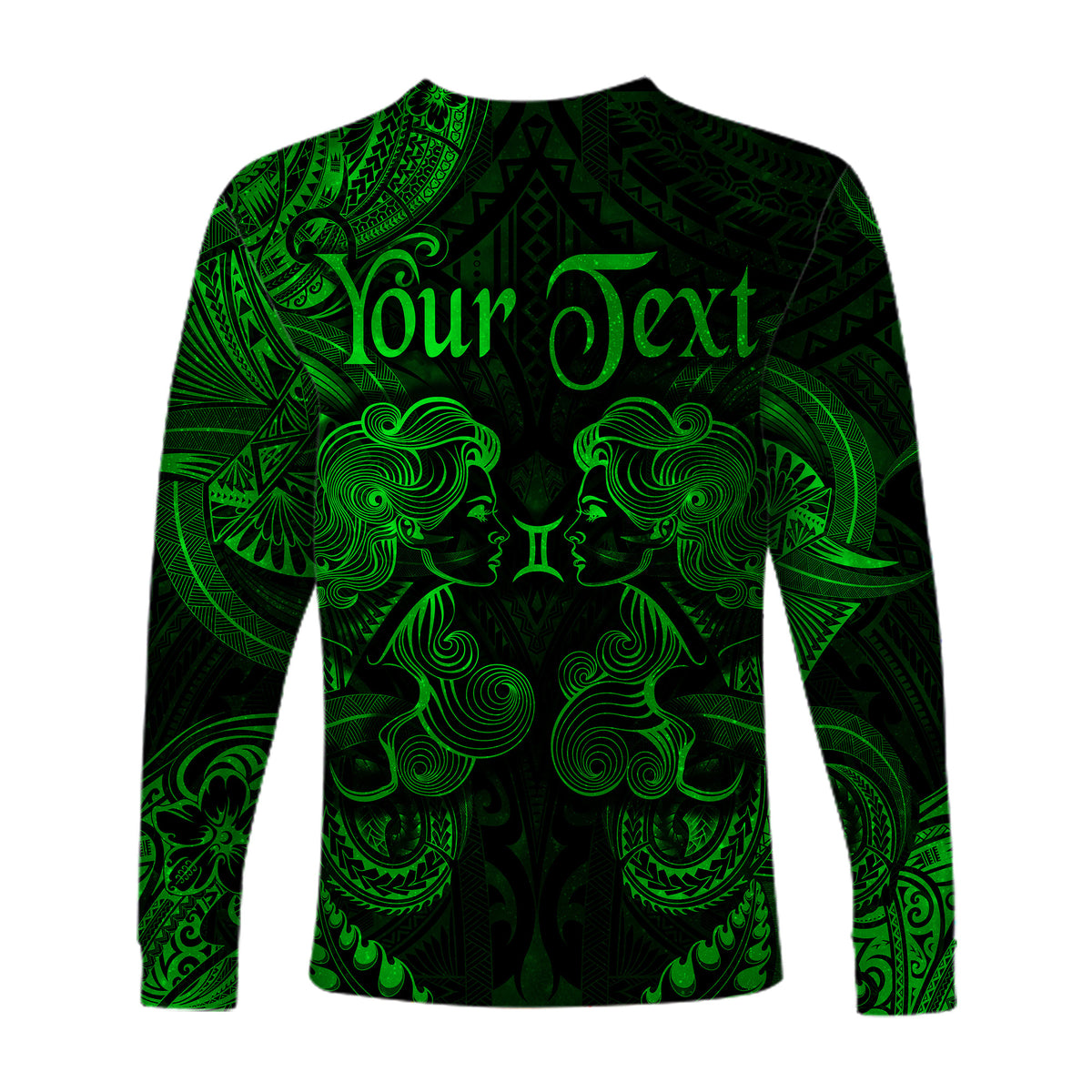(Custom Personalised) Gemini Zodiac Polynesian Long Sleeve Shirt Unique Style - Green LT8 - Polynesian Pride