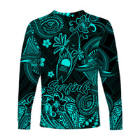 Hawaii Surfing Polynesian Long Sleeve Shirt Unique Style - Turquoise LT8 - Polynesian Pride