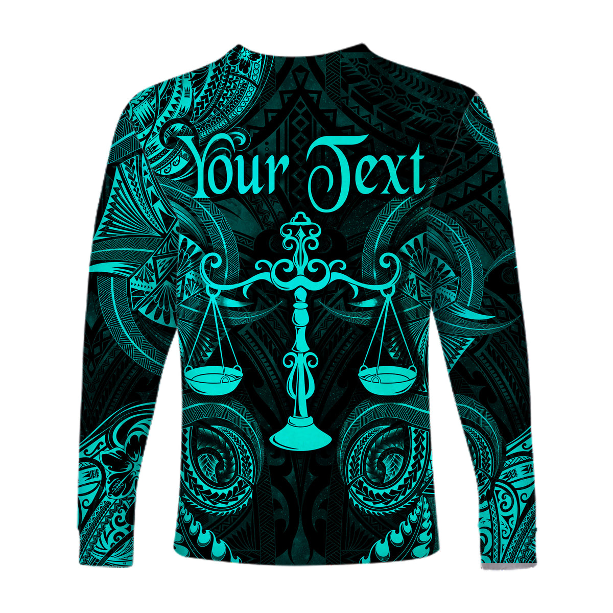 (Custom Personalised) Libra Zodiac Polynesian Long Sleeve Shirt Unique Style - Turquoise LT8 - Polynesian Pride